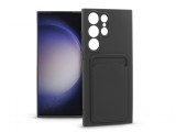 Haffner Samsung SM-S918 Galaxy S23 Ultra szilikon hátlap kártyatartóval - Card Case - fekete