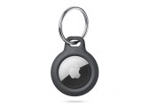 Haffner Szilikon védőtok és rögzítő kulcstartó Apple AirTag nyomkövetőhöz - Rough - fekete (ECO csomagolás)