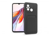 Haffner Xiaomi Redmi 12C szilikon hátlap kártyatartóval - Card Case - fekete