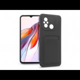Haffner Xiaomi Redmi 12C szilikon hátlap kártyatartóval - Card Case - fekete (PT-6789)
