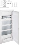 HAGER VU48WWH Volta multimédia elosztó műanyag ajtóval, süllyesztett, 4 soros, szerelőlappal, dugaljjal, Patch panellel