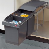 Hailo Hulladékgyűjtő szemetes 300 mm, 2x15 literes, sötétszürke, részleges kihúzású