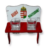 Hajrá Magyarok! pálinkás pad Magyarország címeres poharakkal