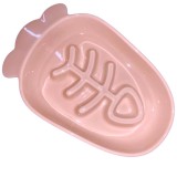 Hal alakú kerámia evéslassító macskatál, 15x10x2,5 cm, rózsaszín