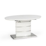 Halmar ASPEN - Étkezőasztal - lakkozott fehér / rozsdamentes acél (bővíthető)