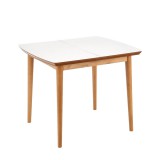 Halmar BRADLEY - Étkezőasztal - matt fehér / Lefkas tölgy (széthúzható)