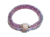 Hálóba zárt kristályköves karkötő lila színű