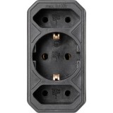 Hálózati elosztó, 3 részes, fekete, Basetech 1595908 (1595908)