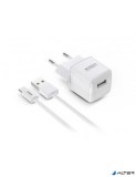 Hálózati töltő, 1xUSB-A, 12W, USB-A–USB-C kábel, URBAN FACTORY