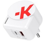 Hálózati töltő, 1xUSB-A, 1xUSB-C, PD, 45W, GaN, USB-C kábel, SKROSS (SKHT45W)