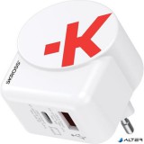 Hálózati töltő, 1xUSB-A, 1xUSB-C, PD, 65W, GaN, USB-C kábel, SKROSS