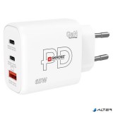 Hálózati töltő, 1xUSB-A, 2xUSB-C, PD, 65W, GaN, SKROSS