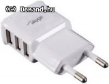 Hálózati töltő 3xUSB aljzattal 3100mA Akyga AK-CH-05