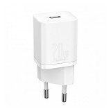 Hálózati töltő adapter, 20W, USB Type-C aljzat, gyorstöltés, PD, Baseus Si, fehér (RS115305) - Töltők