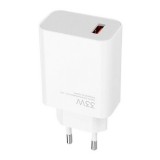Hálózati töltő adapter, 33W, USB aljzat, gyorstöltés, PD, Xiaomi, fehér, gyári