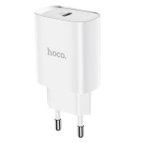 Hálózati töltőfej, adapter, USB-C (Type-C) port, gyorstöltő, PD 20W, fehér, Hoco N14