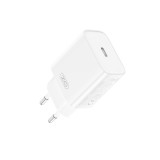 Hálózati töltőfej, adapter, USB-C (Type-C) port, gyorstöltő, PD 20W, fehér, XO CE15