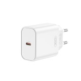 Hálózati töltőfej, adapter, USB-C (Type-C) port, gyorstöltő, PD 20W, fehér, XO CE32