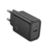 Hálózati töltőfej, adapter, USB-C (Type-C) port, gyorstöltő, PD 20W, fekete, Hoco N60