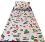 Halványszürke kislány karácsonyi ajándékcsomag mintás 2 részes gyermek ágynemű - 90x130 cm