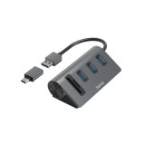 Hama 00200140 dokkoló állomás és port replikátor USB 3.2 Gen 1 (3.1 Gen 1) Type-A Antracit, Fekete