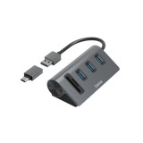 Hama 00200140 dokkoló állomás és port replikátor USB 3.2 Gen 1 (3.1 Gen 1) Type-A Antracit, Fekete (hama200140)