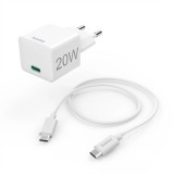 HAMA 201675, FIC E3 UNIV. HÁLÓZATI USB TYPE-C TÖLTŐ MINI "PD,QC", FEH. 20W, 1M KÁBEL