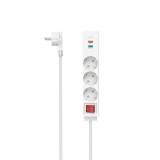 Hama 3 aljzatos, kapcsolható hálózati elosztó USB-A és USB-C-vel PD-QC 1.4m - fehér (223185)
