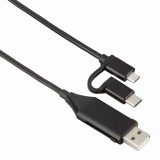 Hama 4-in-1 microUSB cable with USB-C adapter data charging OTG 1m Black 135745