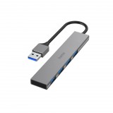 Hama 4 port USB 3.0 5 Gbit/s Ultra-Slim hub alu (00200114) (h00200114) - USB Elosztó