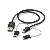 Hama Alu USB kábel 1 M USB 2.0 USB A USB C/Micro-USB B Fekete