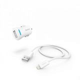 Hama Car Charger with Lightning Charging Cable 12W 1m White 00201610