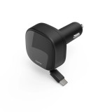 Hama Car Fast Charger 2xUSB-C Retractable Charging Cable PD 30W Black 00201958