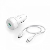 Hama Car Quick Charger with Lightning Charging Cable, PD 20W 1 m White 00201611