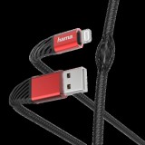 HAMA FIC E3 ADATKÁBEL  LIGHTNING "EXTREME" 1,5M, FEKETE-PIROS - 201538