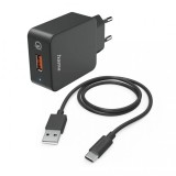 Hama FIC E3 QC 3.0 USB -TYPE-C kábellel hálózati töltő szett Black 00201625