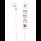Hama hálózati elosztó, 3-as, +usb c+usb a, 18 w, pd/qc, kapcsolós, 1,4 m, fehér, fip (223185)