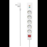 Hama hálózati elosztó, 5-ös, +usb c+usb a 18 w, pd/qc, kapcsolós, 1,4 m, fehér, fip (223186)