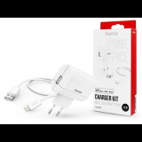 HAMA hálózati töltő adapter USB-A bemenettel + USB-A - Lightning kábel - 12W - HAMA Charger Kit with Lightning Plus - fehér (201619)