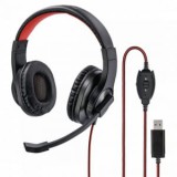 Hama HS-USB400 sztereó headset fekete-piros (139927)