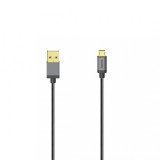 Hama Micro USB kábel, 480MBPS 0,75m Black/Metal 00200500