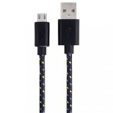 Hama MicroUSB Adatkábel Szövet Black 00020074