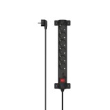HAMA Power Strip, 6-Way, Overvoltage Protection, 360°, Switch, 1.4 m, blk - 223161