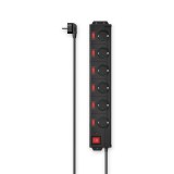 HAMA Power Strip, 6-Way, Overvoltage Protection Switch, 90°, Indiv. Switchable, 1.4 m, blk - 223160