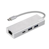 HAMA Type-C USB HUB (2x USB, 1x USB TYPE-C, 1x LAN) ezüst (135757)