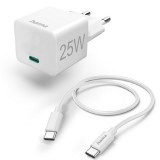 HAMA UNIV. HÁLÓZATI USB TYPE-C TÖLTŐ MINI "PD", FEH. 25W, 1M KÁBEL - 201624