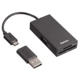 Hama USB 2.0 OTG HUB és kártyaolvasó fekete (54141) (54141) - Memóriakártya olvasó