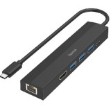 HAMA USB 3.1 TYPE-C, 6IN1 DOKKOLÓ ADAPTER V2 (USB3.1,HDMI,LAN,USB-C,PD) - 200144