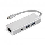 Hama USB 3.1 TYPE-C HUB adapter ezüst  (135757) (ha-135757) - USB Elosztó