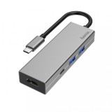 Hama USB-C Multiport Adapter 4 Ports 2xUSB-A USB-C HDMI Grey 00200107